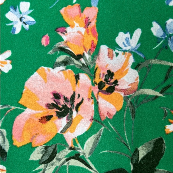 NWT LOFT Floral Midi Skirt Green Colorful 14 - Picture 3 of 8